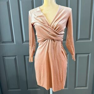 Zara Blush Long Sleeve Wrap Dress Sz xs velvet